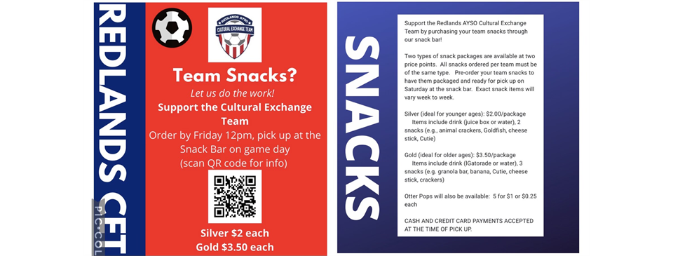Redlands CET Team Snack Fundraiser